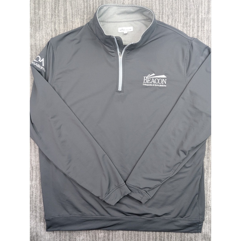 Peter Millar 1/4 Zip Pullover Men's XL Perth Performance Golf Gray Company Logo